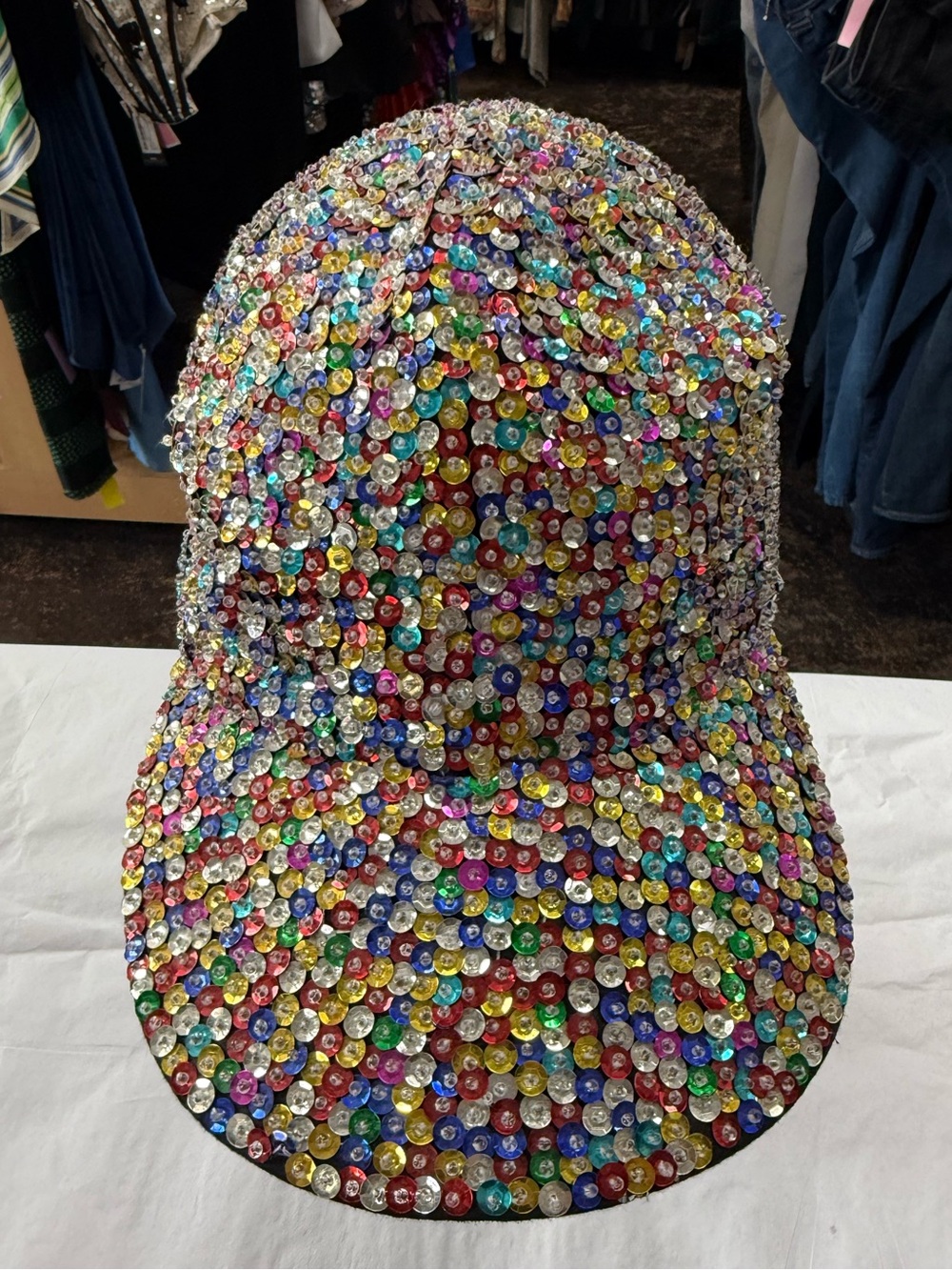 Vintage Artware Pacific Multicolor Beaded Sequin Baseball Cap Statement Hat